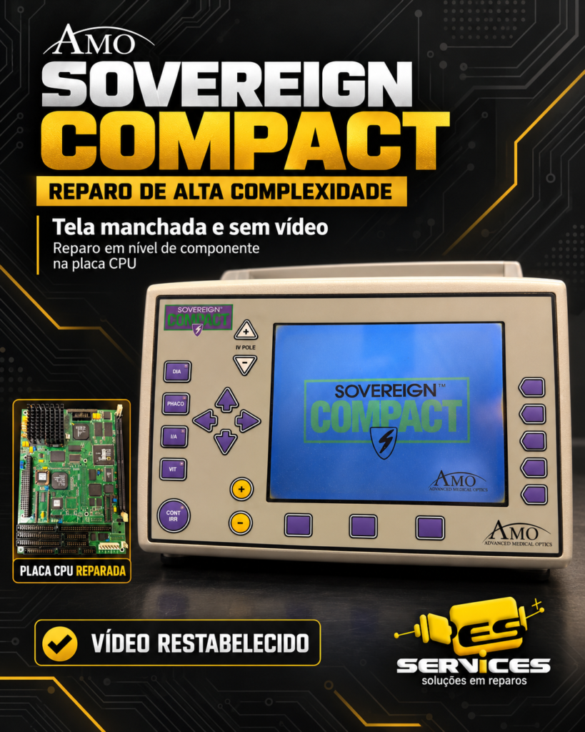 AMO Sovereign Compact: reparo de tela manchada e ausência de vídeo